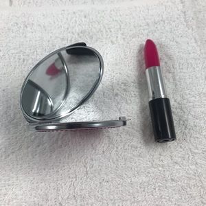 Hot pink Compact mirror and lipstick pen